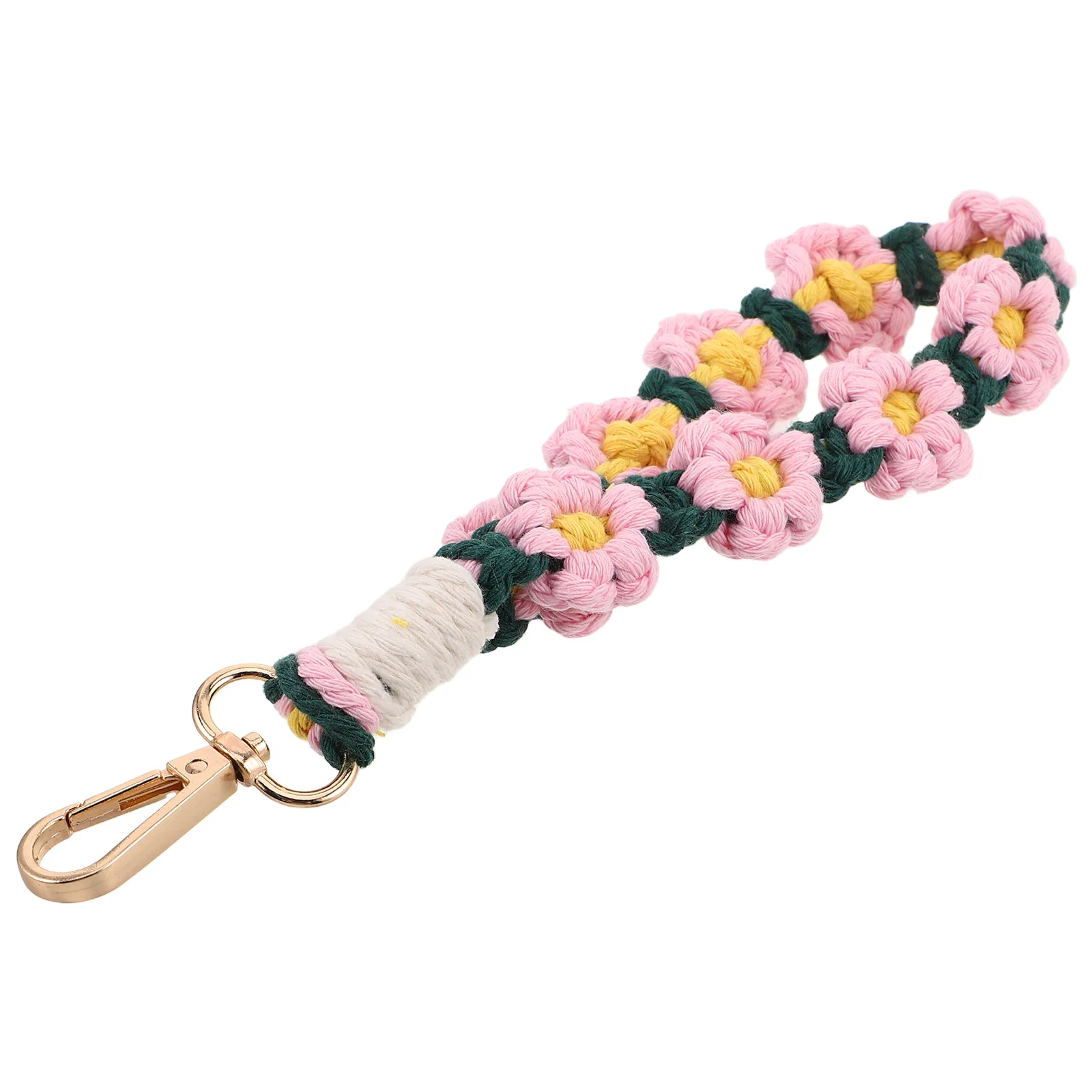 

Bohemian Lace Keychain Handmade Daisy Woven Wristlet Lanyard For Women Keychain Wrist Strap Phone Bag Hanging Rope Thread Wallet