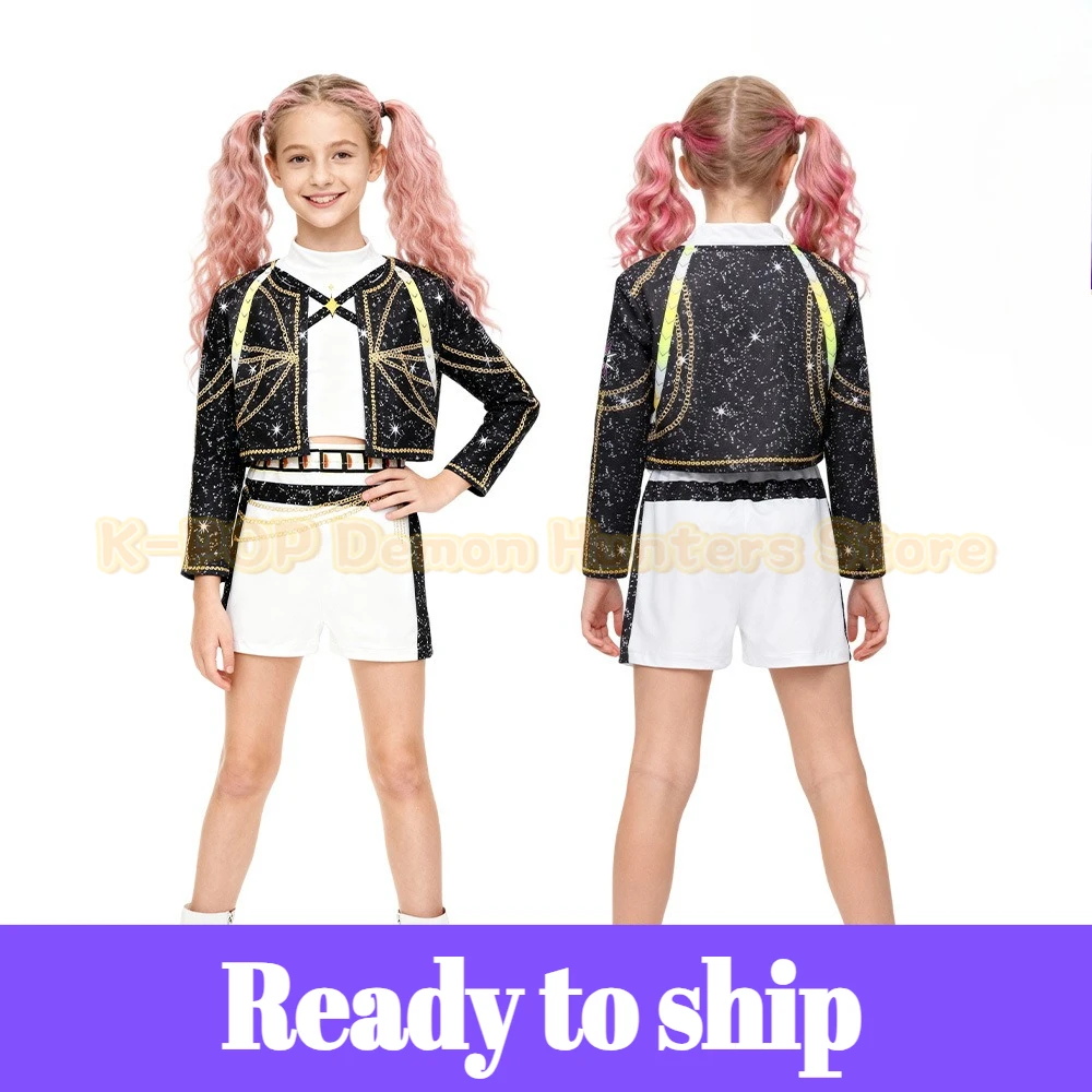 Meisjes Halloween-kostuum RUMI Cosplay Kpop Warrior-kostuum Kerstkleding Idol Group Star Singing en Dancing Artist Suit