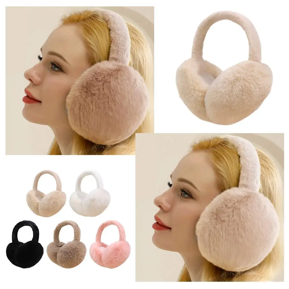 1PC Solid Color Soft Plush Ear Warmer Winter Warm Earmuffs Ear Earflap Protection Fashion Outdoor Cold Folding Ear-Muffs Co O5P4