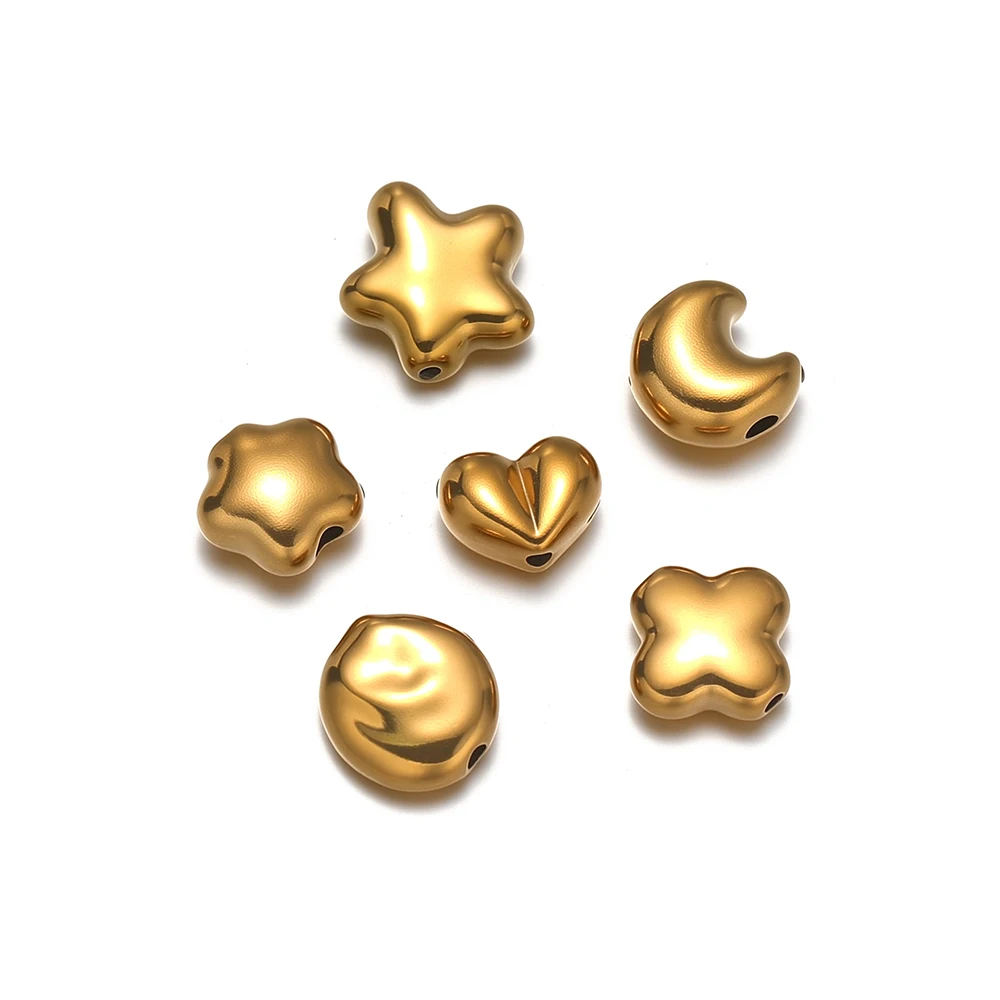 10 Stück Edelstahl-Perlen in Herz- und Sternform, lose Abstandshalter-Perlen für die Herstellung von Schmuck, Halsketten, Armbändern und anderen Schmuckzubehörteilen – Großhandel. – Detail 6