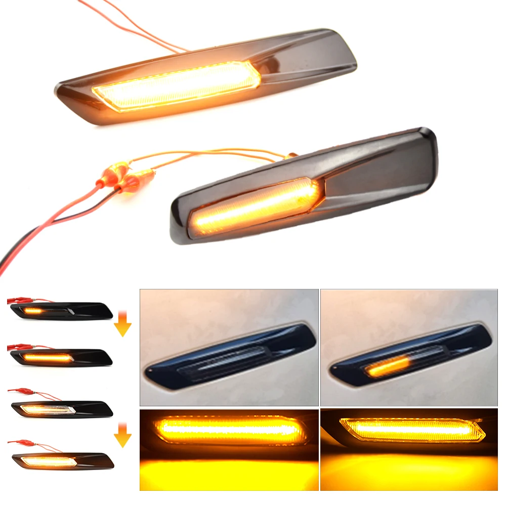 

For BMW 1 3 5 Series F30 E90 E91 E92 E93 E46 E60 E61 2pcs Dynamic Sequential Amber 12V LED Side Marker Light Turn Signal Lamp