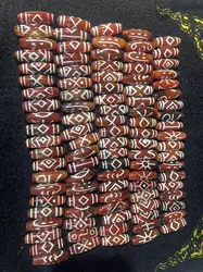 100pcs/lot Natural multi-pattern old agate dzi Weathering lines Tooth yellow Premium variety Bracelet Necklace accessories
