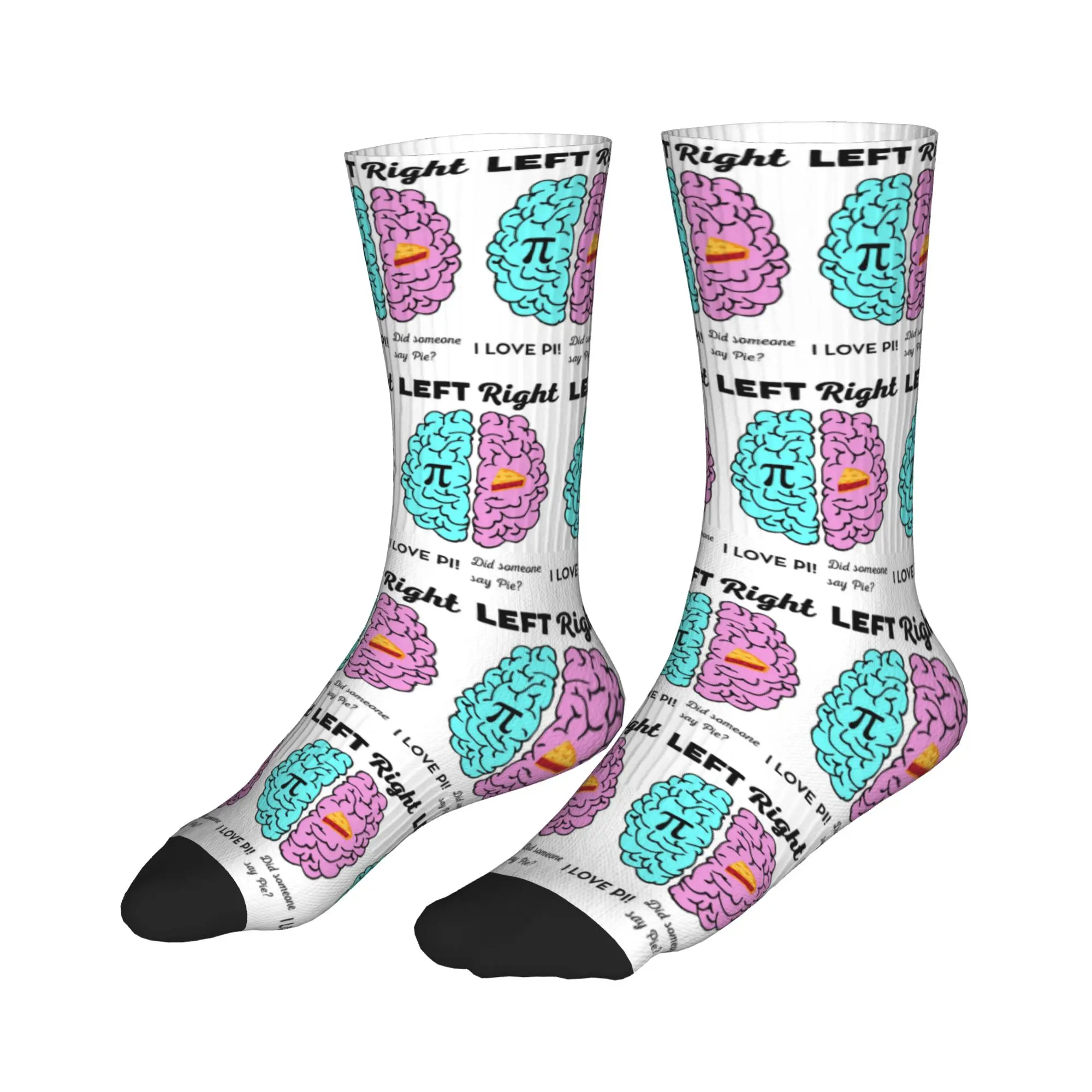 

All Seasons Stockings Left Right Brain Hemisphere Pi Pie Math Joke Sport Socks Fashion Middle Tube Socks for Men Women