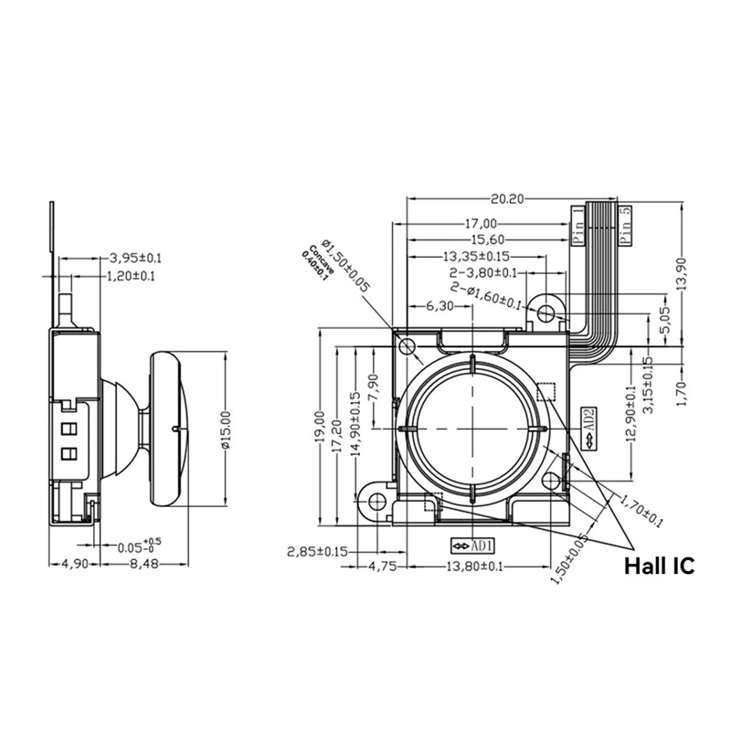 2PCS TMR Electromagnetic Joystick For ANBERNIC RG505 RG405M RG405V Rgcube Anti-Drift Tunnel Magnetic Resistance Joystick A