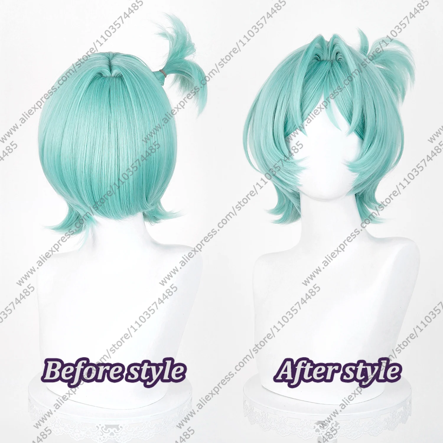 ZZZ Roxy Cosplay Wig 35cm Short Cyan Woman Wigs Anime Halloween Heat Resistant Synthetic Hair