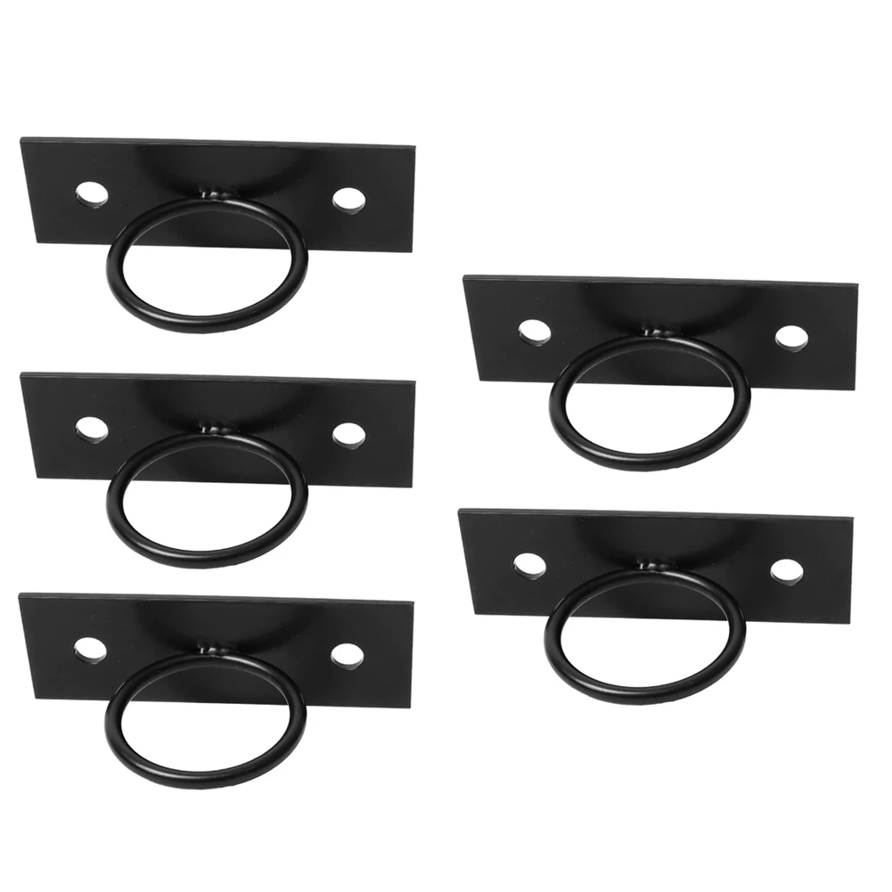 5Pack Black Decorative Ring Rope Supports Holders for Rope Fencing Stair Deck Railing Wall Mounted Hanger Ceiling Hook