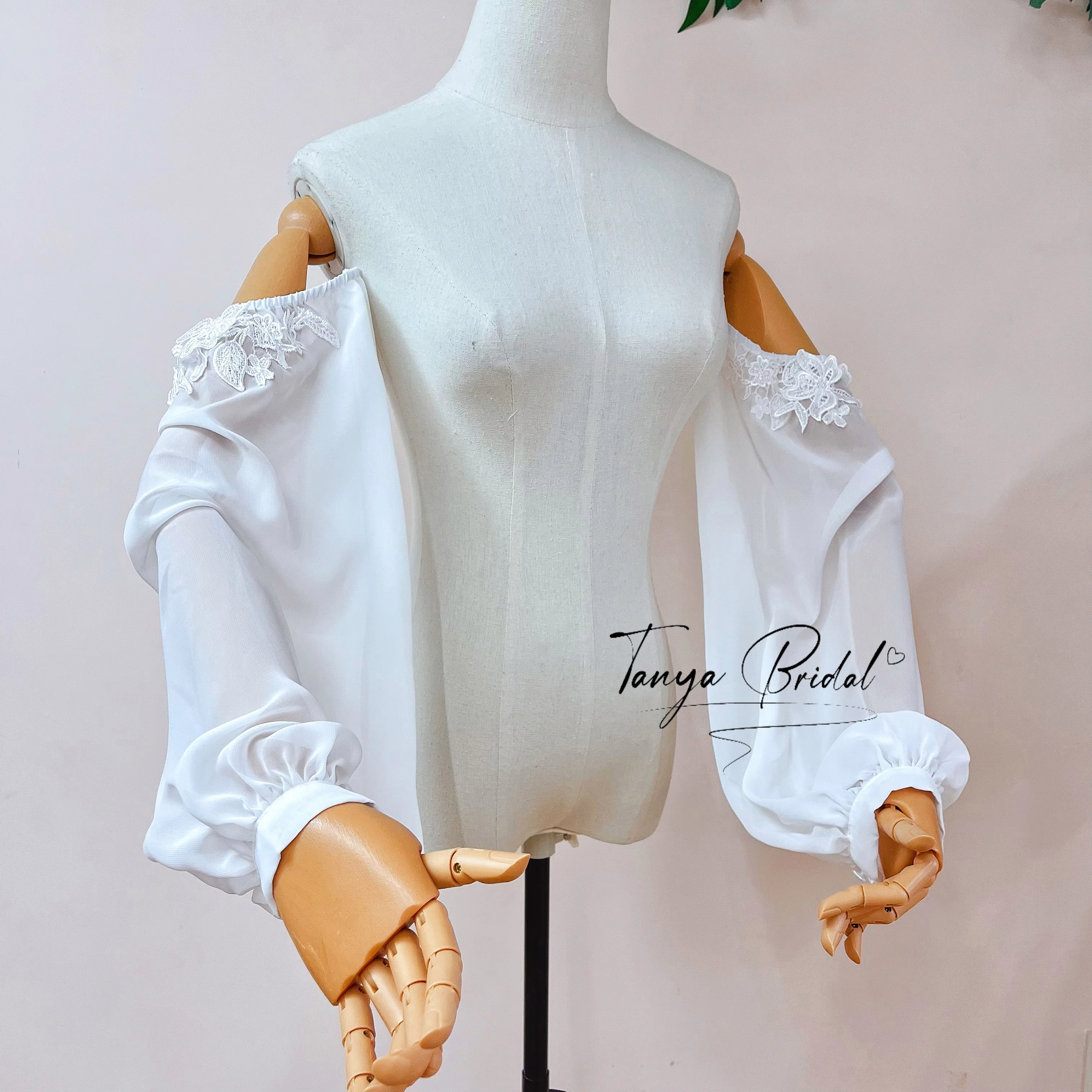 Wedding Detachable Simple Chiffon Sleeves Removable Appliques Arm Accessories for Bridesmaid Dress