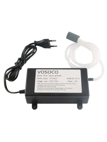 VOSOCO 오존 발생기 – 과일, 야채, 고기 세척 및 청정한 물, 수족관, 주방, 화장실 탈취용 1000mg 모델