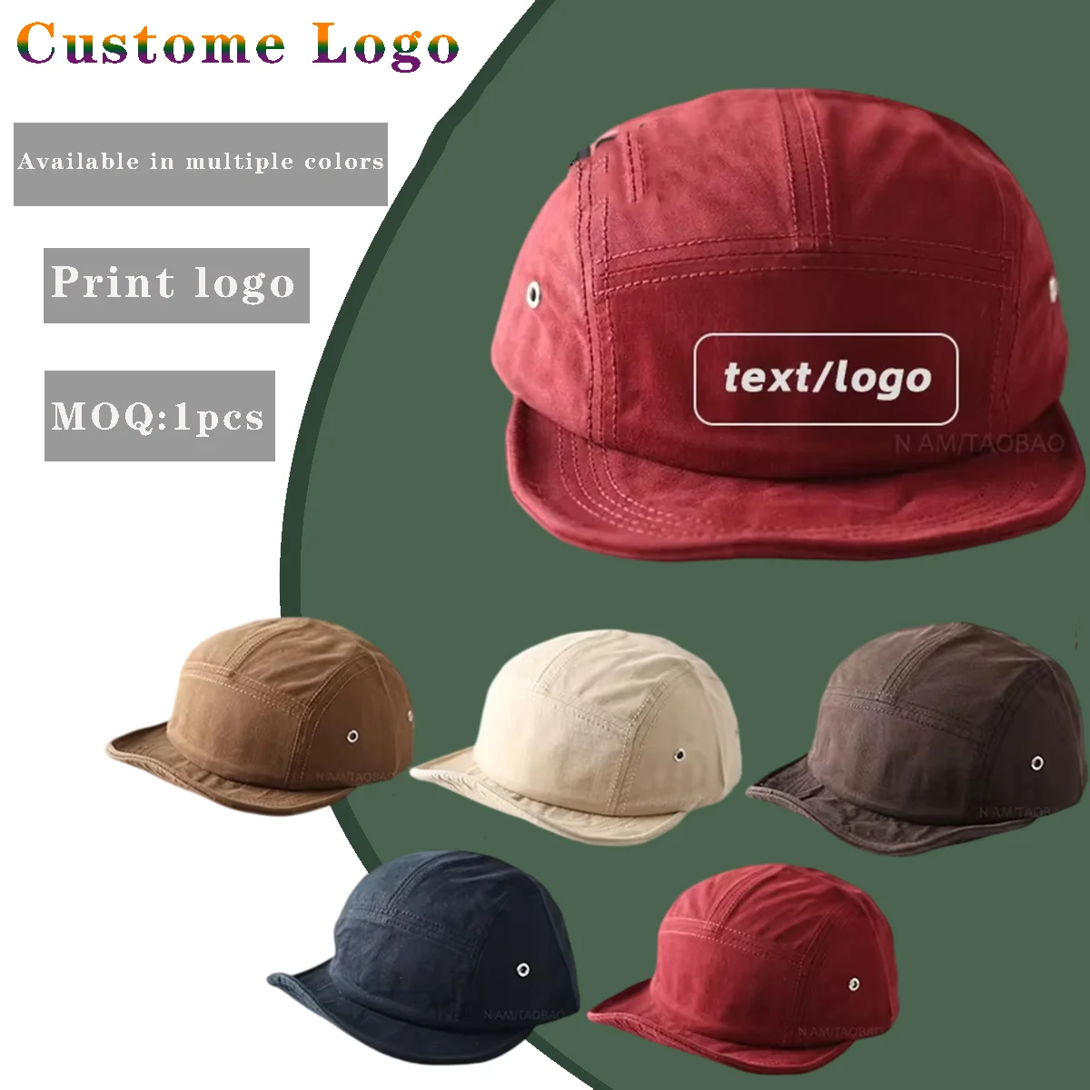 Custom Printed Embroidered Logo Solid Color Soft Brim Five-sided Baseball Cap for Men and Women Outdoor Sunshade Flat Brim Hat