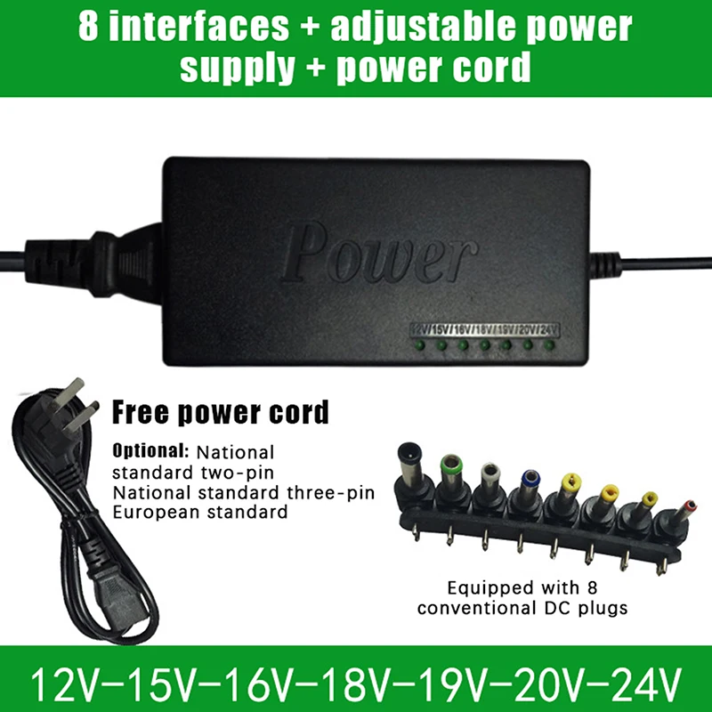 96W Multifunctional Laptop Power Adapter 12-24V Computer Power Adapter Adjustable Charger