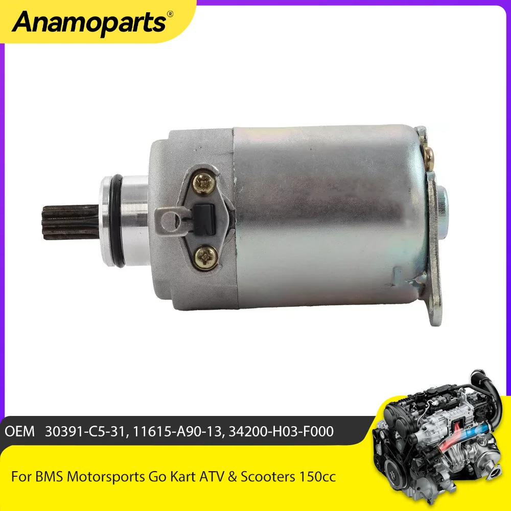 Motorcycle Parts Electrical Starter Motor For KYMCO GY6 BMS Eton Eagle Kazuma Redcat Vento Scooter 125 150 9T CW 30391-C5-31