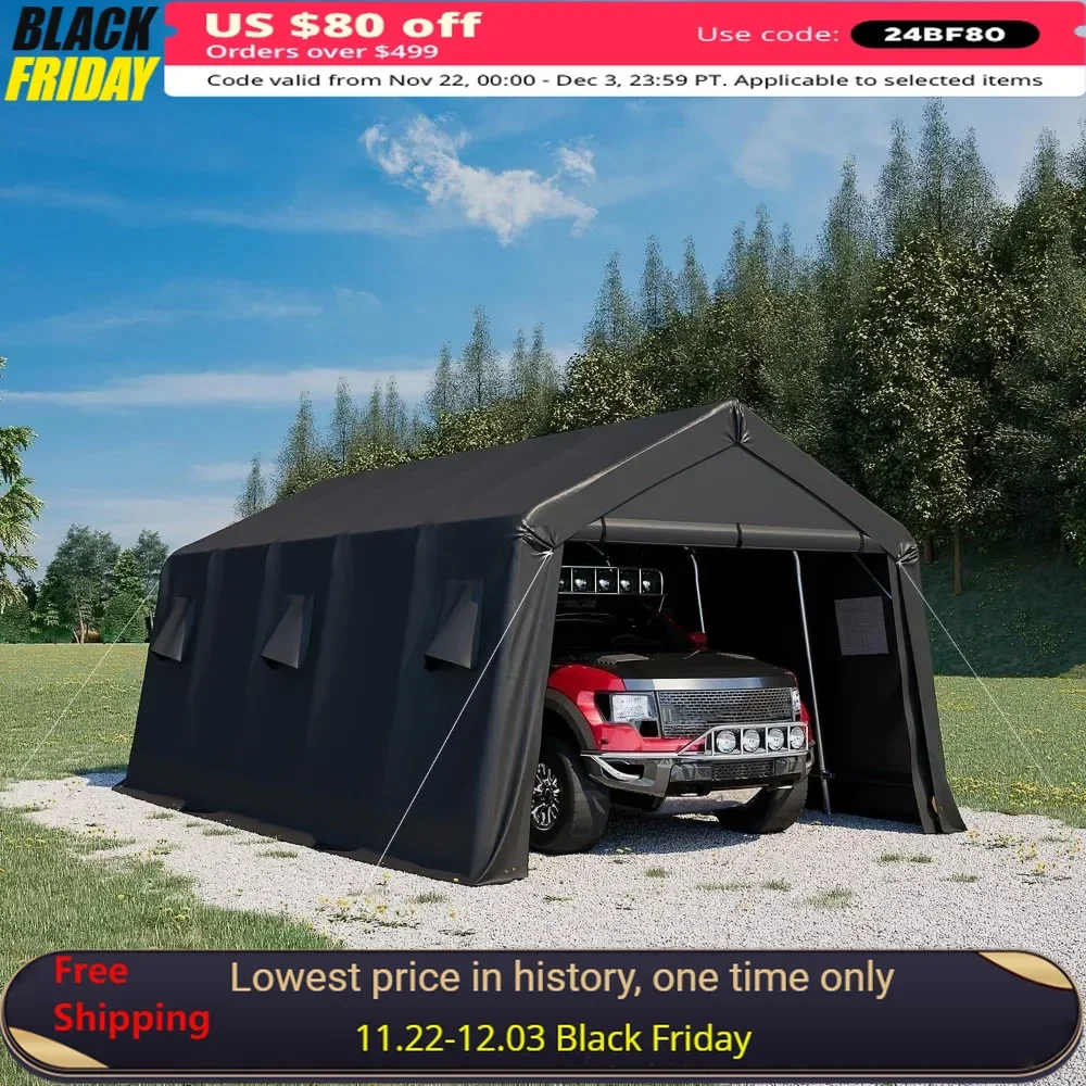 

13x20 FT Carport with All-Steel Metal Frame & Vents, Anti-Snow Canopy, Outdoor Storage Shelter shed, Heavy Duty Portable Garage