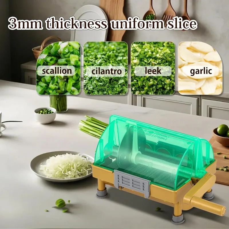 Affettatrice trituratore per cipolla verde con taglierina per scalogno a mano commerciale, lama in acciaio inossidabile, per realizzare scallio tritato da 3 mm