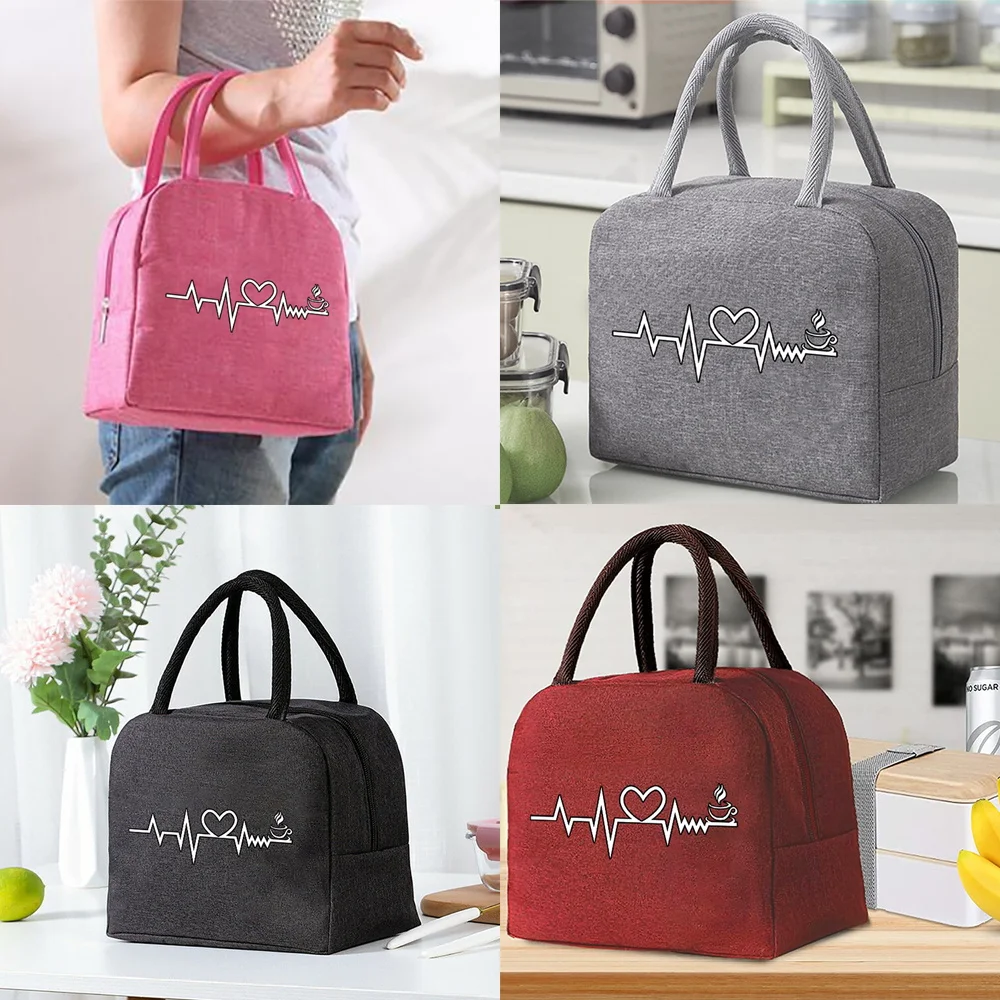 

Insulated Lunch Bag Handbags Box for Women Kids Portable Thermal Picnic Bags ECG Printing Cooler Organizern for Work