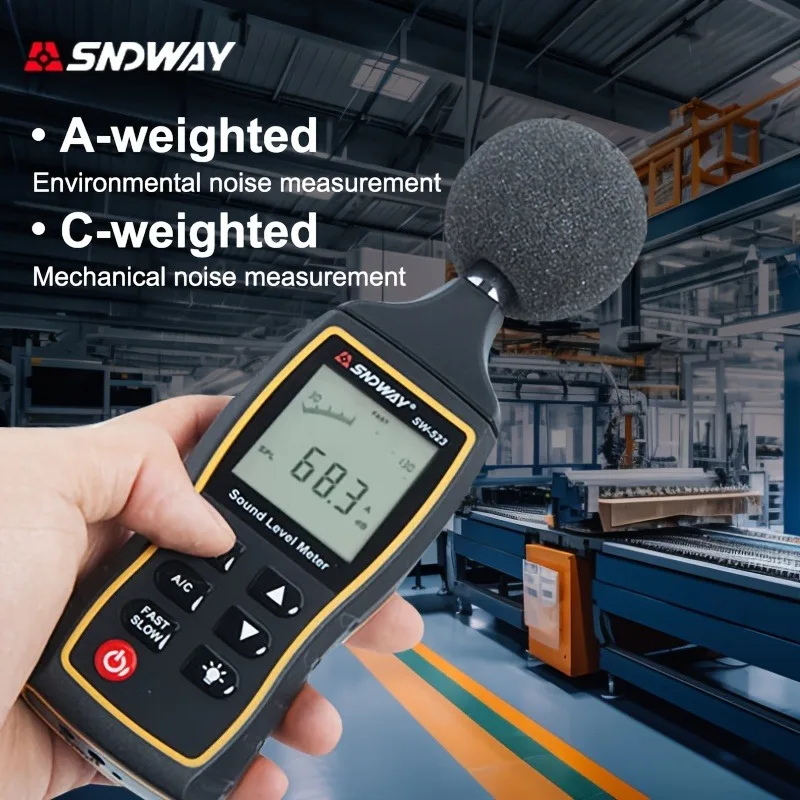 

SW-523 Digital Sound Level Meter Decibel Monitor Tester dB Measuring Instrument Handheld Noise Audio dB Detector