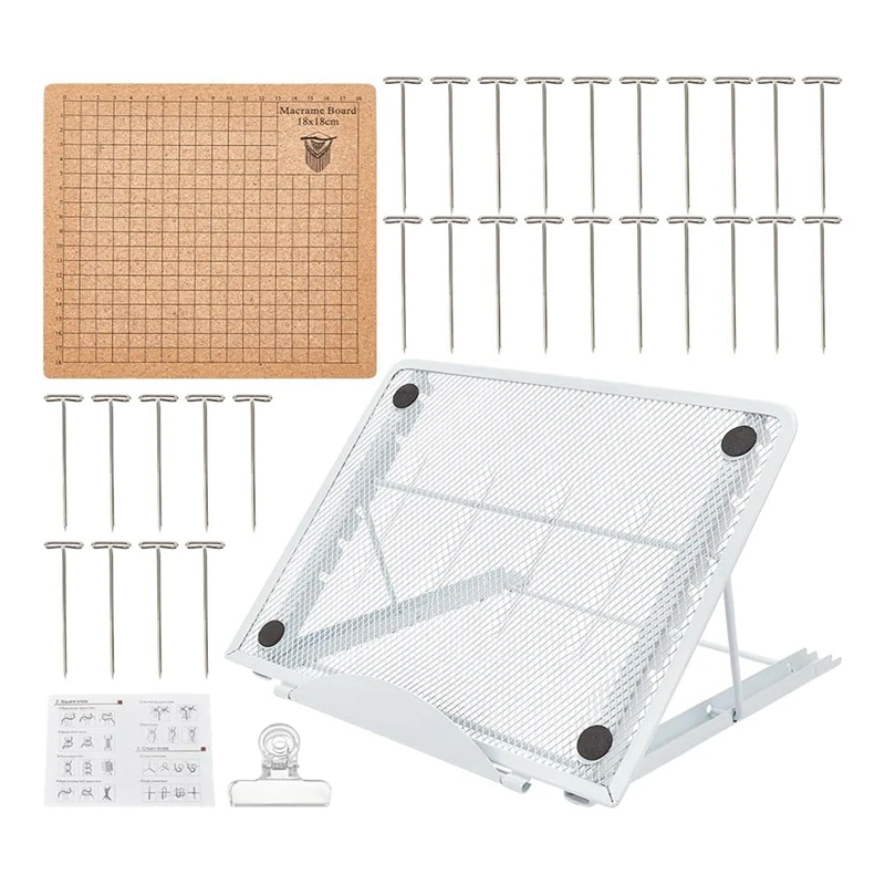 Juego de tablero de encaje de 8x8 pulgadas, tableros y pines de encaje con soporte ajustable, suministros de herramientas de encaje, tablero auxiliar para manualidades de tejer