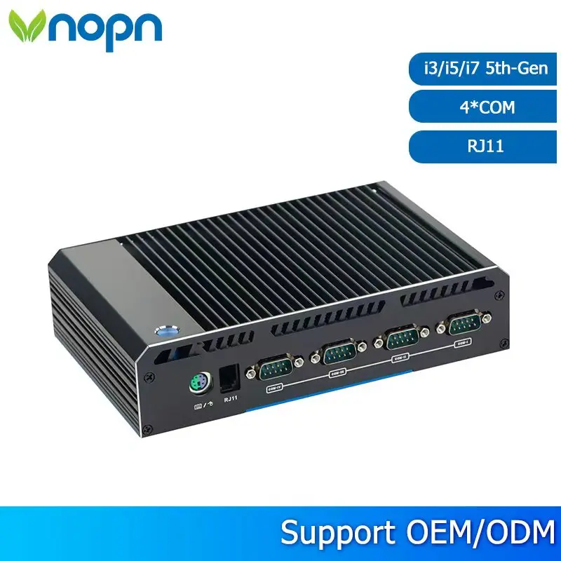 VNOPN fanless MINI PC with Intel Core i3 i5 i7 Processor Support Win10 Linux Pfense with 4xCOM 2LAN RJ11 POS Fanless Computer