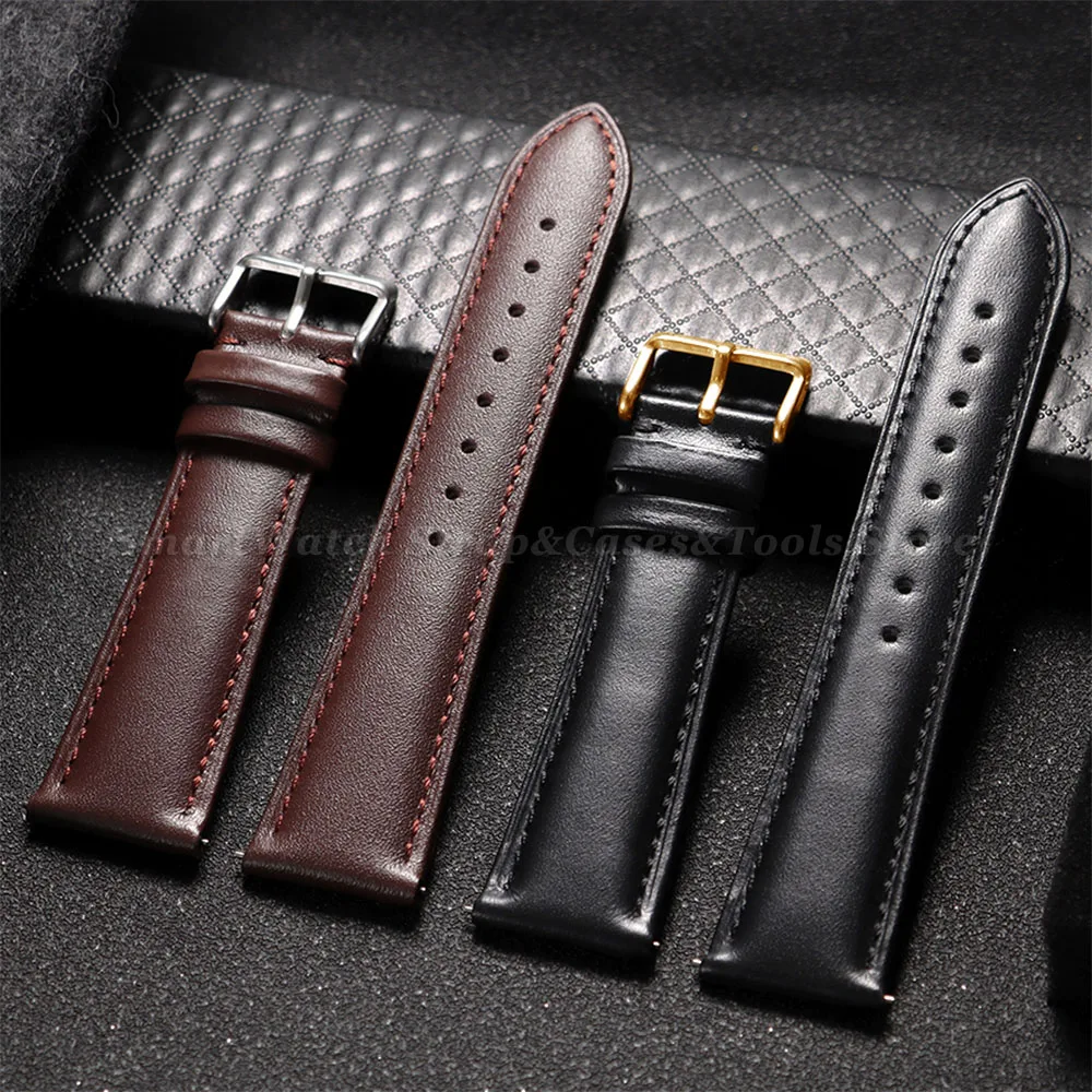 

Quick Release Genuine Leather Wristwatch Band 12mm 14mm 16mm 18mm 20mm 22mm Business Watch Strap Black Gold Pin Buckle Watchband