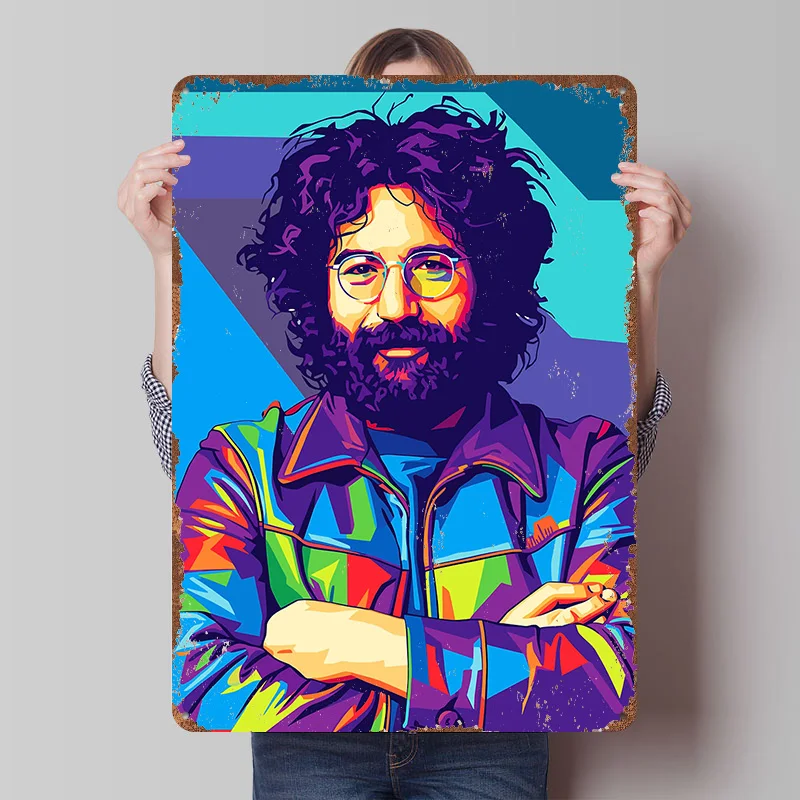 Jerry Garcia Pop Art Printed Poster Customized Wall Art Retro Vintage Metal Tin Signs for Home Gaming Decoration Room Wand Deko