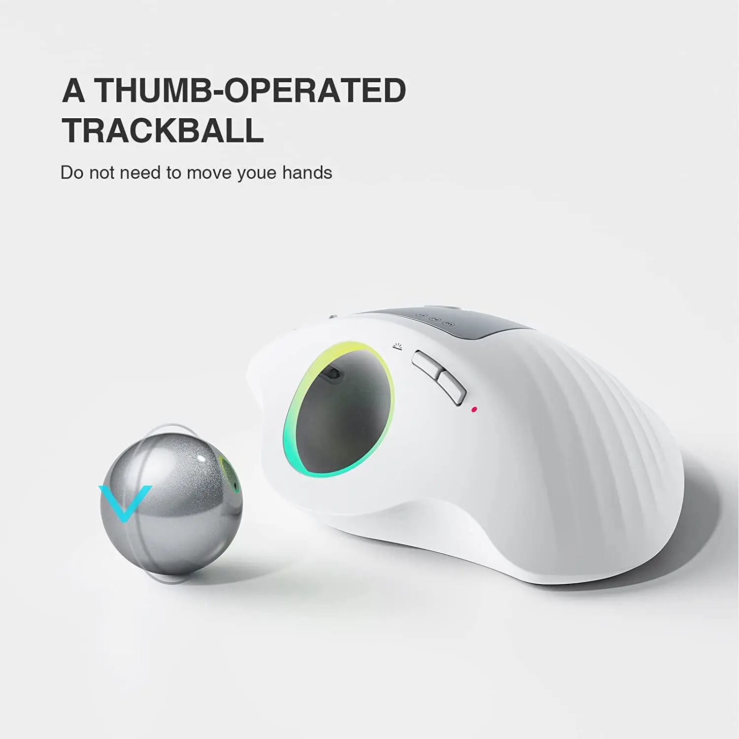 ProtoArc EM01 NL Wireless Trackball Mouse Rechargeable Bluetooth 2.4G Ergonomic Mice for PC iPad Mac Windows 3 Device Connection