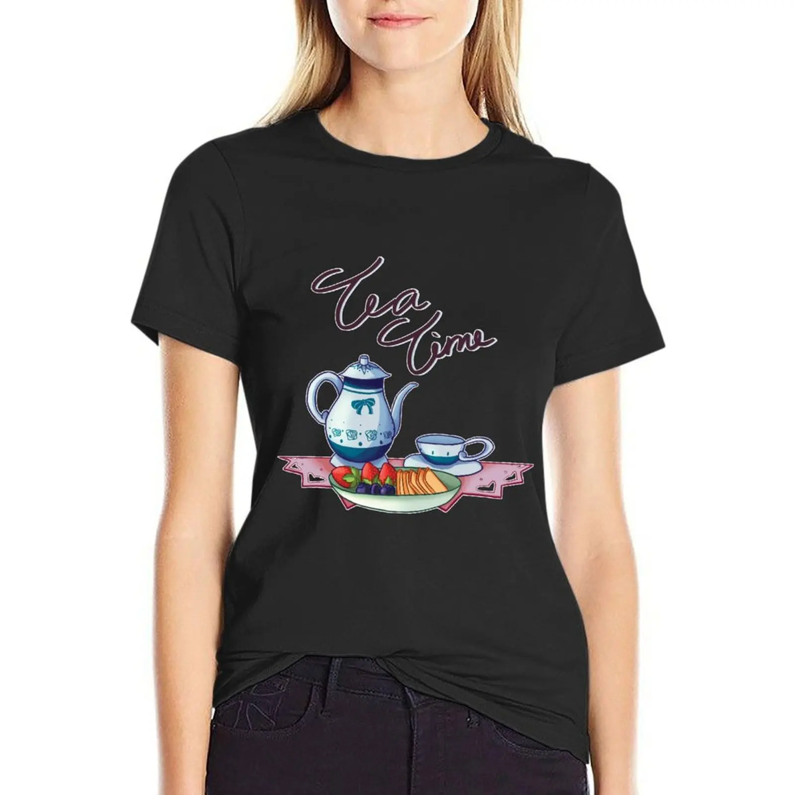 

Tea Time - British T-Shirt graphics tops cute clothes black t-shirts for Women