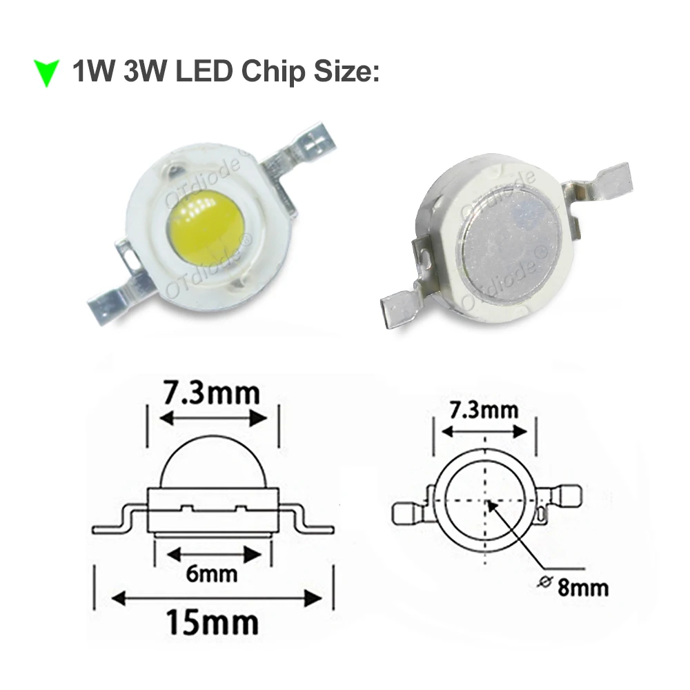 10-1000 pz ad alta potenza LED COB lampada Chip 1W 3W 3.2-3.6V 110-280LM tallone caldo freddo bianco blu diodo per faretto LED fai da te Downlight