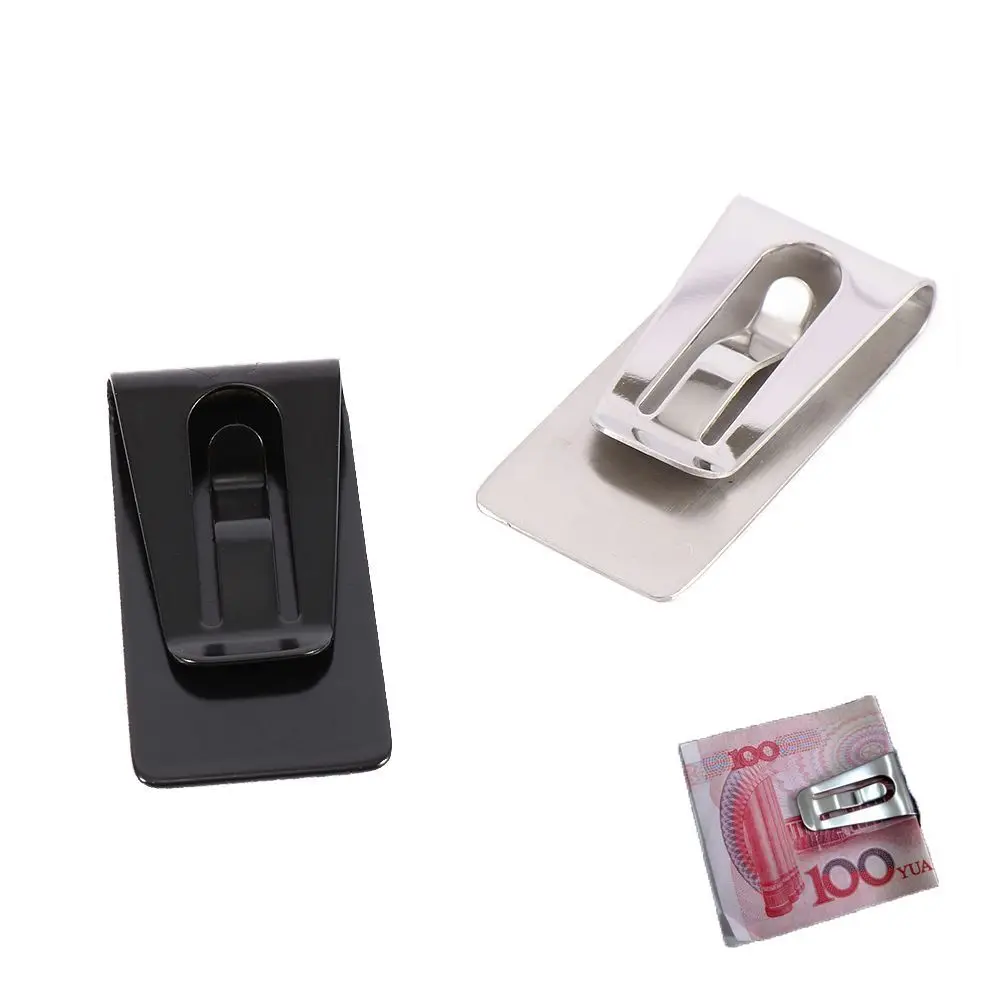 Unisex Creative Stainless Steel Business Card Holder Bill Clip Ticket Holder ID Card Cash Holder Money Clips Hollow