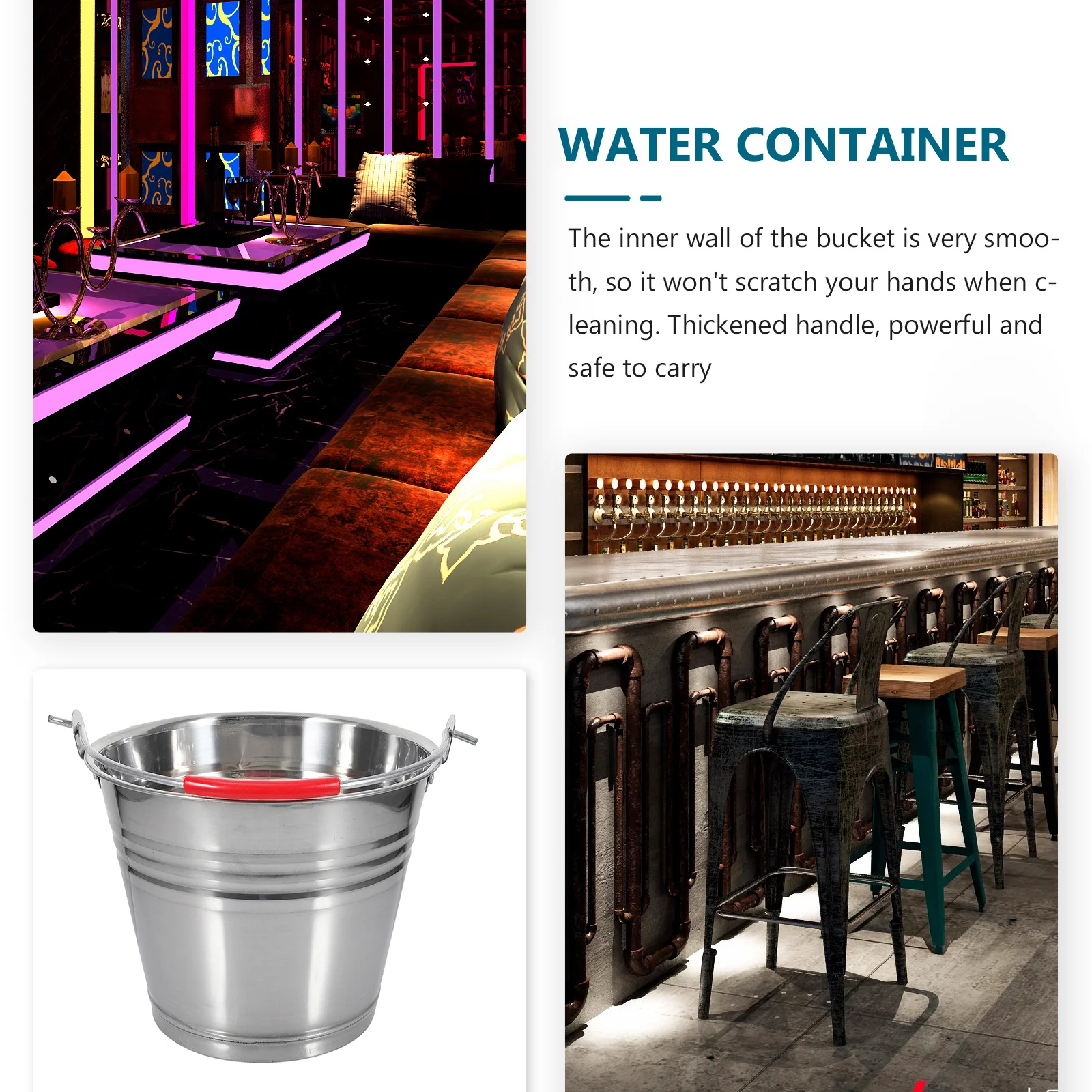 Портативный мусорный бак, ведро из нержавеющей стали с ручкой, многоцелевой контейнер для воды и молока большой емкости, устойчивый к коррозии