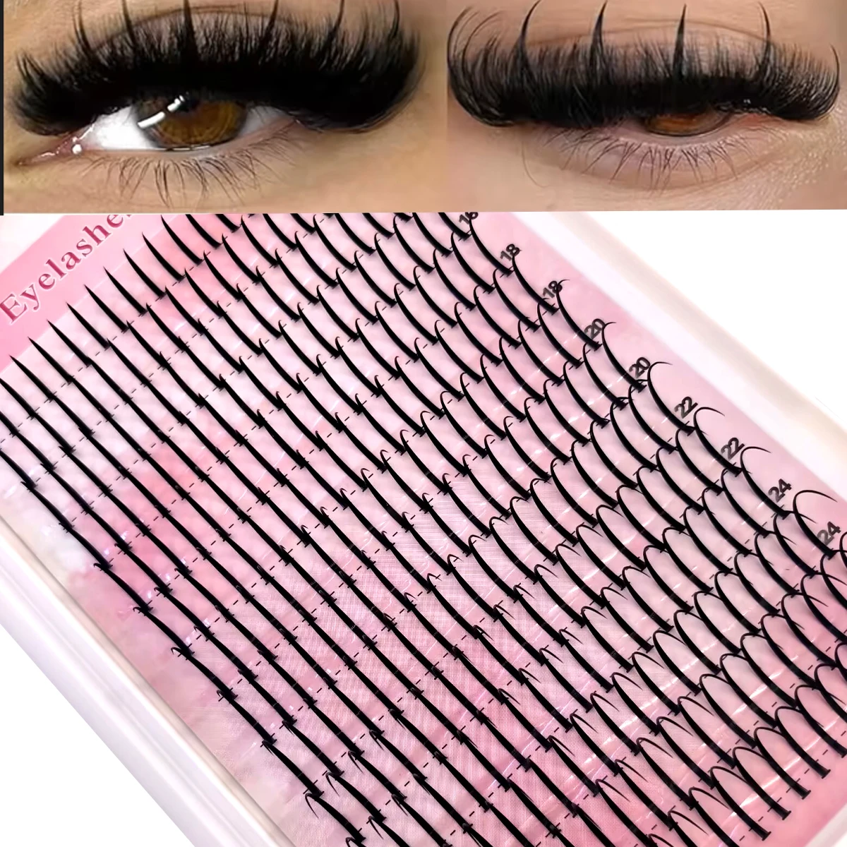 12/14Rows Bottom&Spiky Lashes Clusters Volume Individual Lashes Cluster Extensions Spikes LashesClusters DIY Fairy/Manga Eyelash
