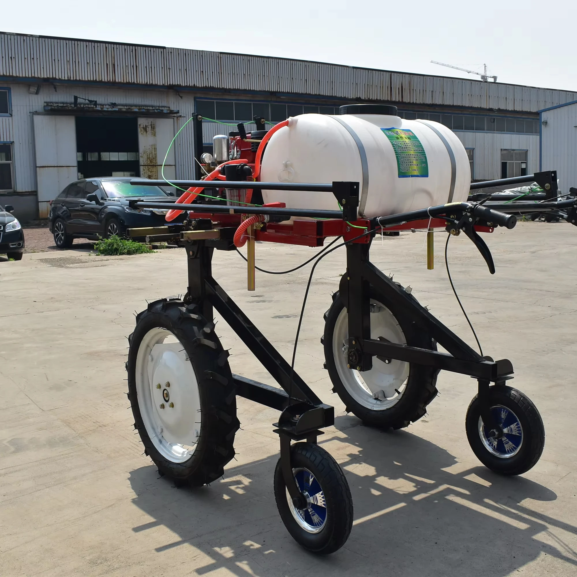 

Hand-pushed self-propelled field sprayers and automatic sprayer carts