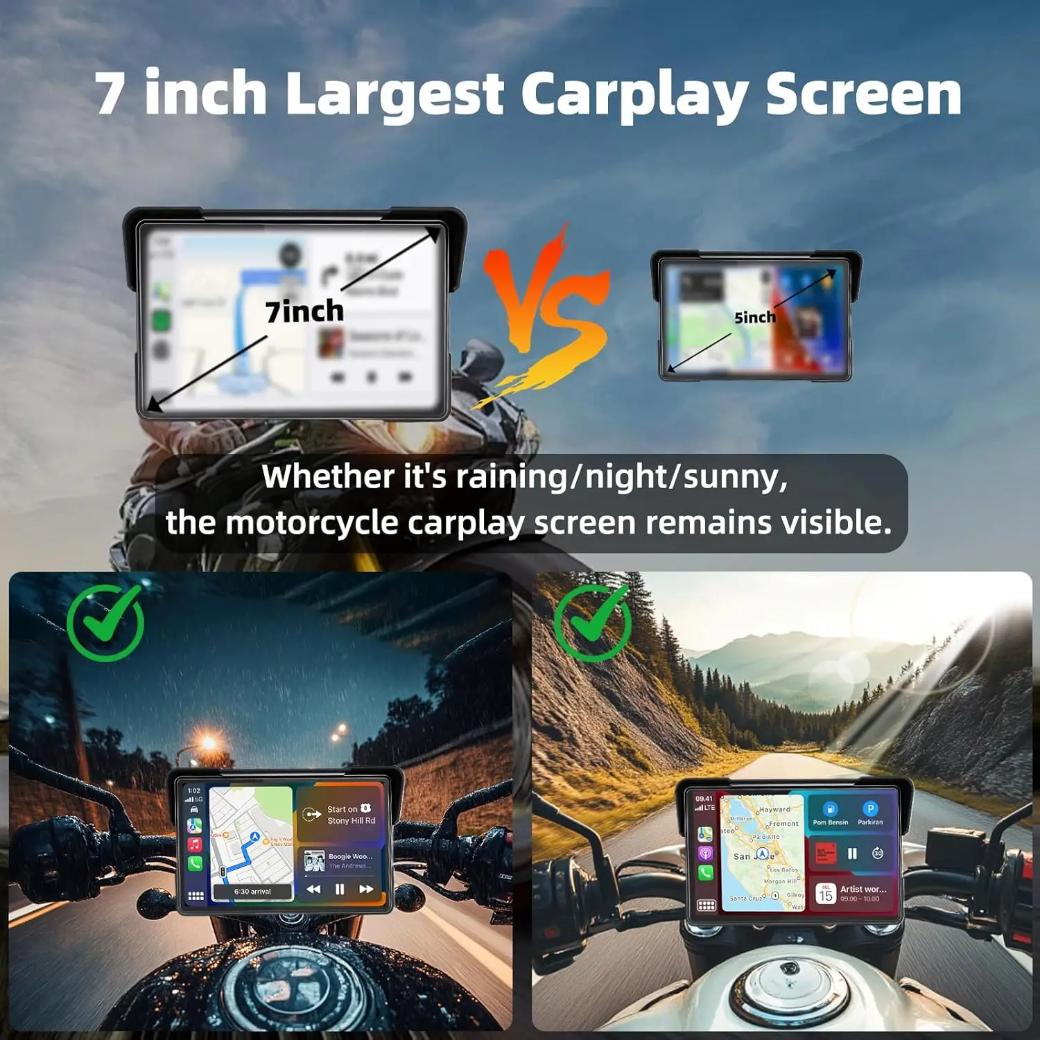 7 بوصة لسيارات BMW نظام تحديد المواقع والملاحة المحمولة للدراجات النارية الملاح اللاسلكي CarPlay أندرويد السيارات مع بلوتوث Ipx7 مقاوم للماء HD IPS #6