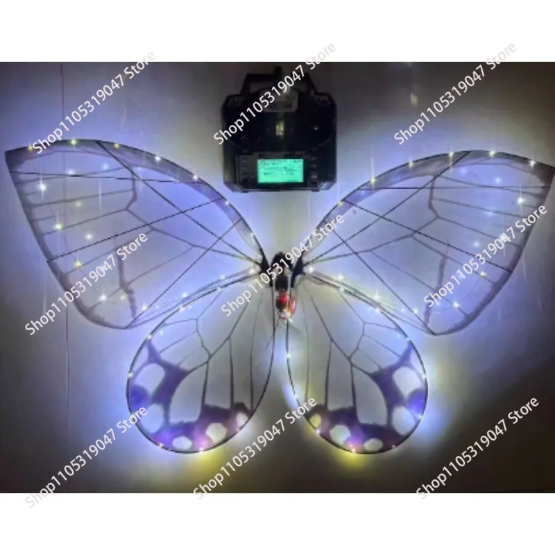 Remote Control Bionic Flapping Wing  LED Lighted Translucent Glass Wing Aircraft For Commercial Stage Performance
