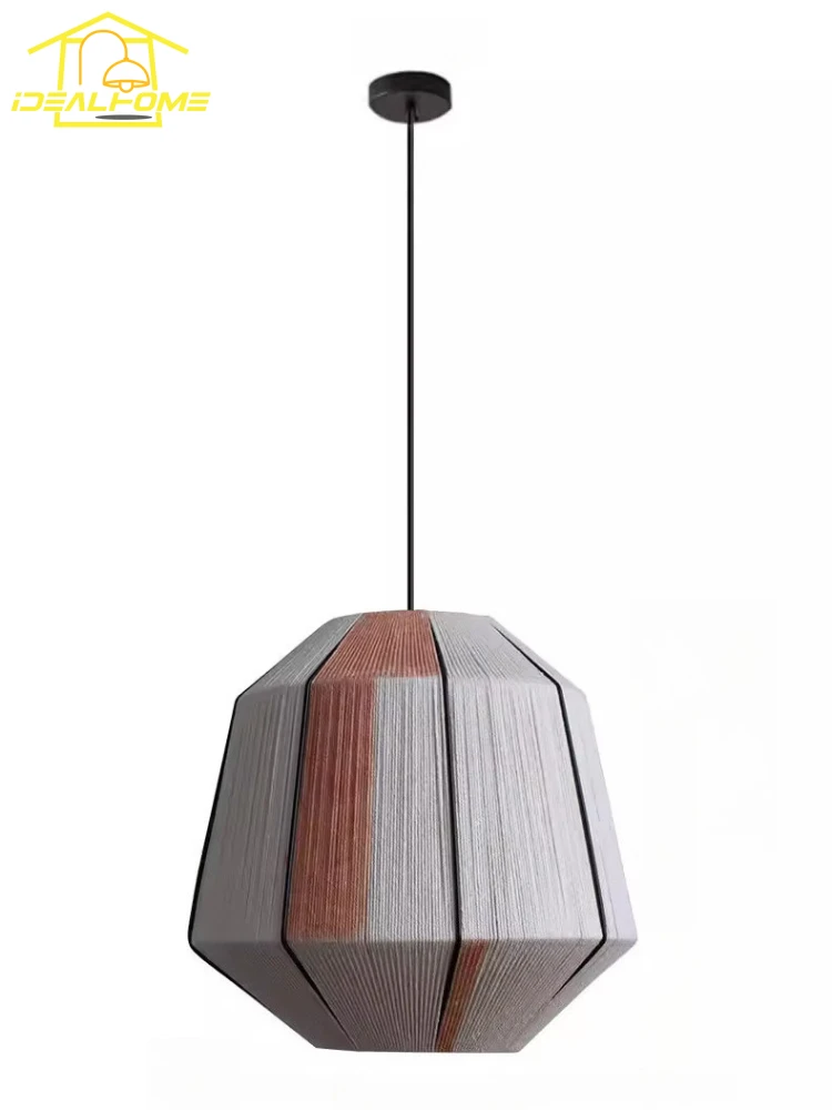 

Designer Wabi-sabi Retro Rattan Knitting Hemp Rope Pendant Lights LED E27 Restaurant Art Decorative Hanging Lamp Living Room Bar