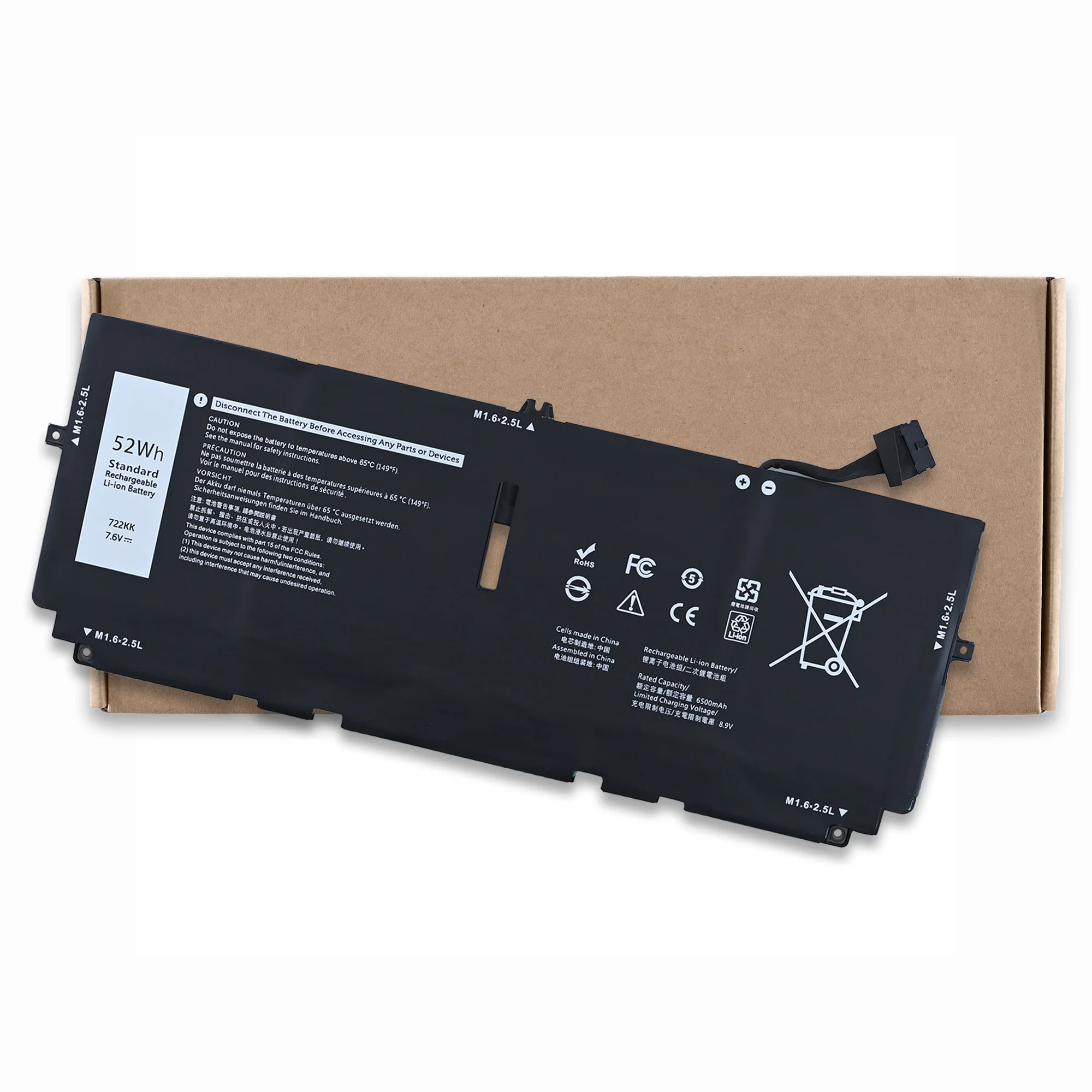 LOLG 722KK 7.6V 52Wh Factory Price Laptop Battery For Dell Xps 13 9300 9310 9380 (2020) P117g P117g001 Series 0wn0n0 02xxfw 2xxf