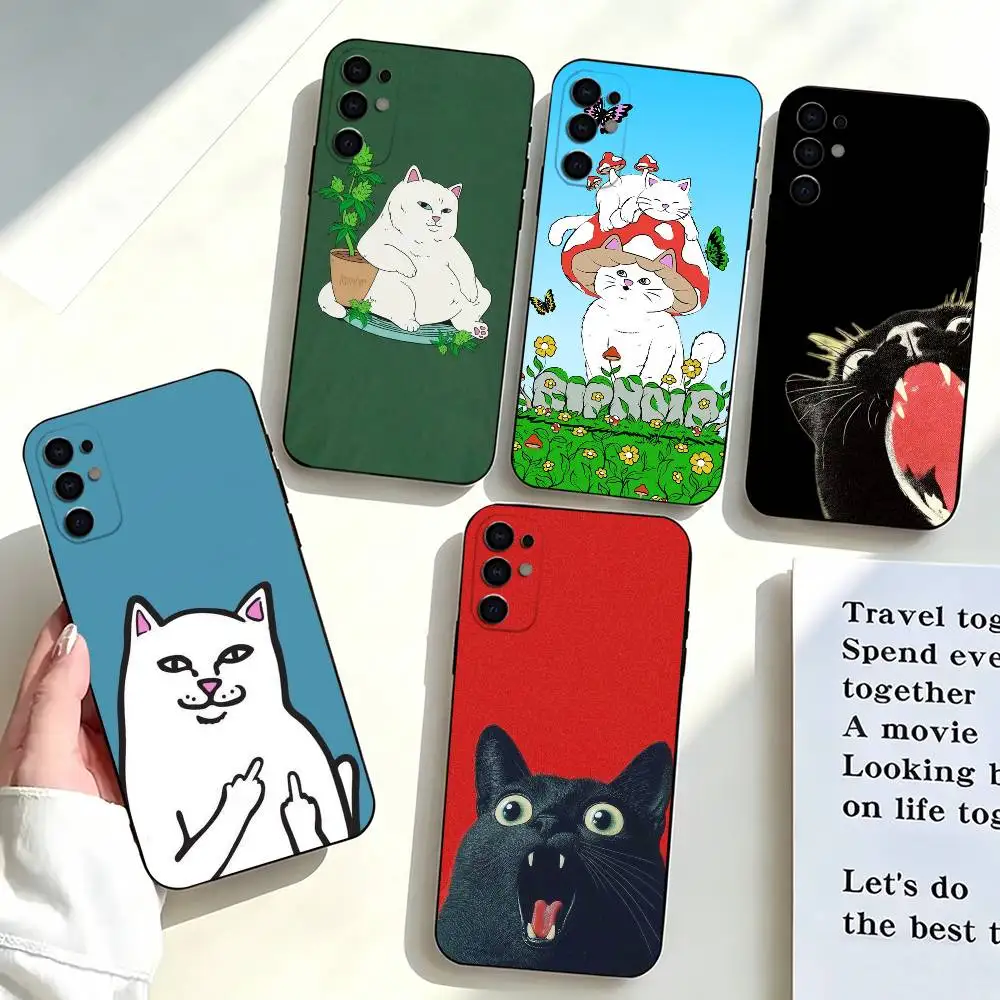 A-Abstract-t Art-t Cat  Phone Case Black Silicone Soft For Samsung S25,S24,S21,S22,S23,S30,Ultra,S20,Plus,Fe,Lite