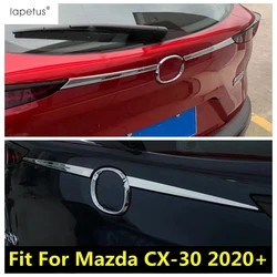 Porta Exterior do carro Tampa Faixa Tampa Guarnição, Tronco Traseiro, Porta traseira, Aço Inoxidável, ABS, Acessórios de Decoração, Mazda CX-30 2020-2024