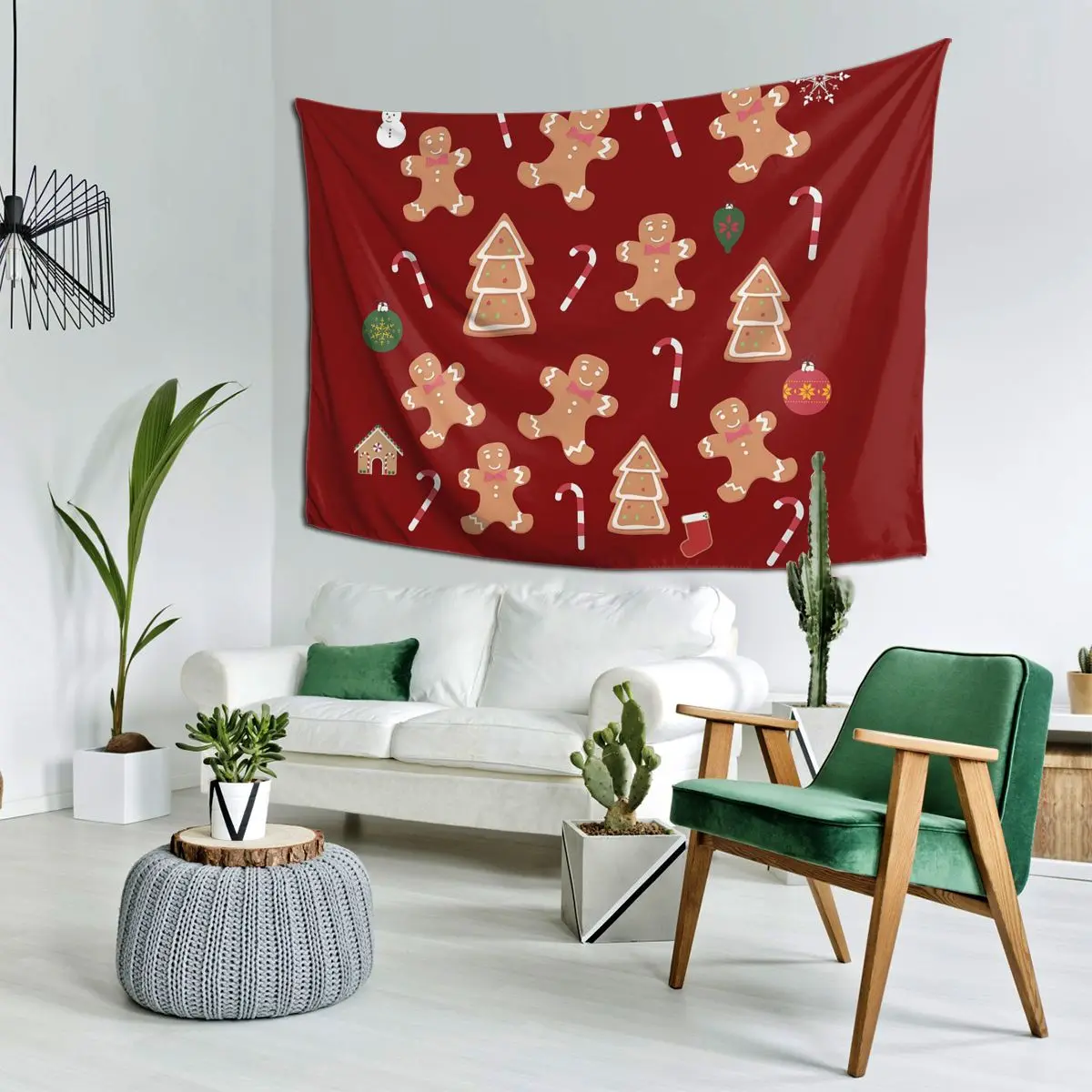 

Christmas Gingerbread Cookies Tapestry Wall Hanging Aesthetic Home Decor Tapestries for Dorm Room