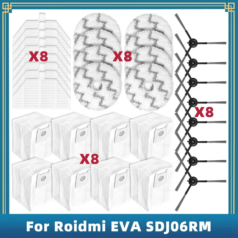 Pièces de rechange pour aspirateur robot Roidmi OligSDJ06, accessoires, brosse latérale, filtre, vadrouille, gril, sac à poussière