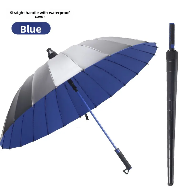 

Высококачественный мужской длинный зонт, водонепроницаемый черный клей, солнцезащитный непромокаемый 24-костный, легко носить с собой, моющееся стекловолокно