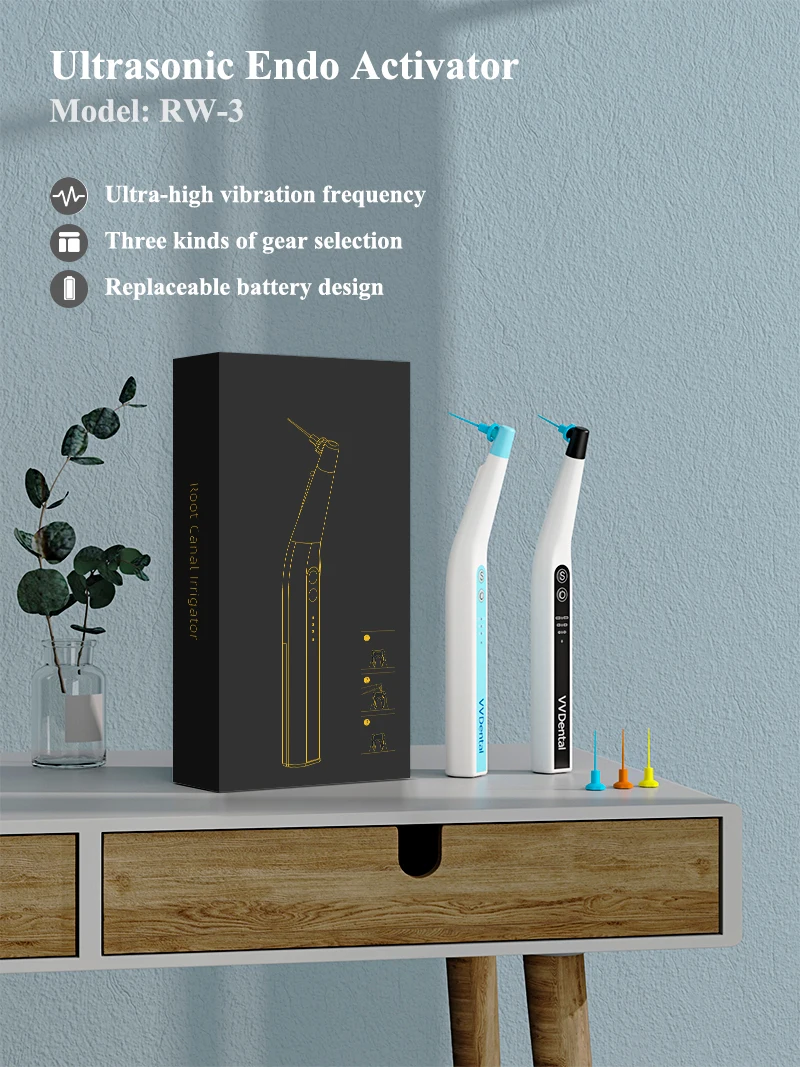 VVDental Endodontischer Wurzelkanal-Schall-Irrigator-Aktivator mit LED und 60 Stück Spitzen für die endodontische Reinigung – Zahnärztliches Instrument – Detail 1