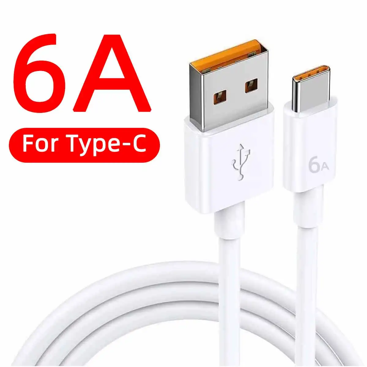 1/2PCS 6a Usb C-Type Fast Charging Cable. Suitable For Xiaomi, Samsung, Huawei Phones, Safe, Fast Charging, Sturdy And Durable