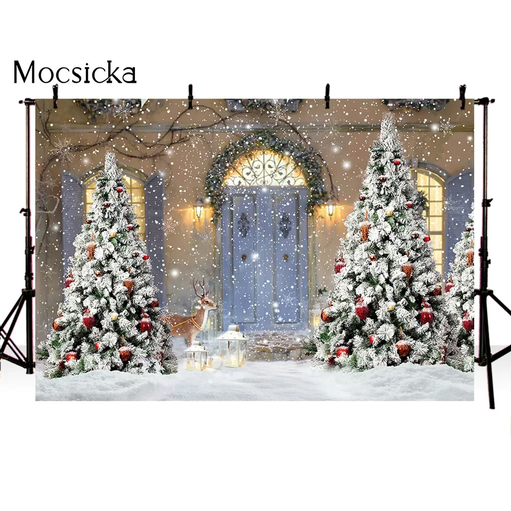 Merry Christmas Tree Background Winter Snow Baby Photo Backdrop For Photography New Year Party Decor Props Children Girls Studio