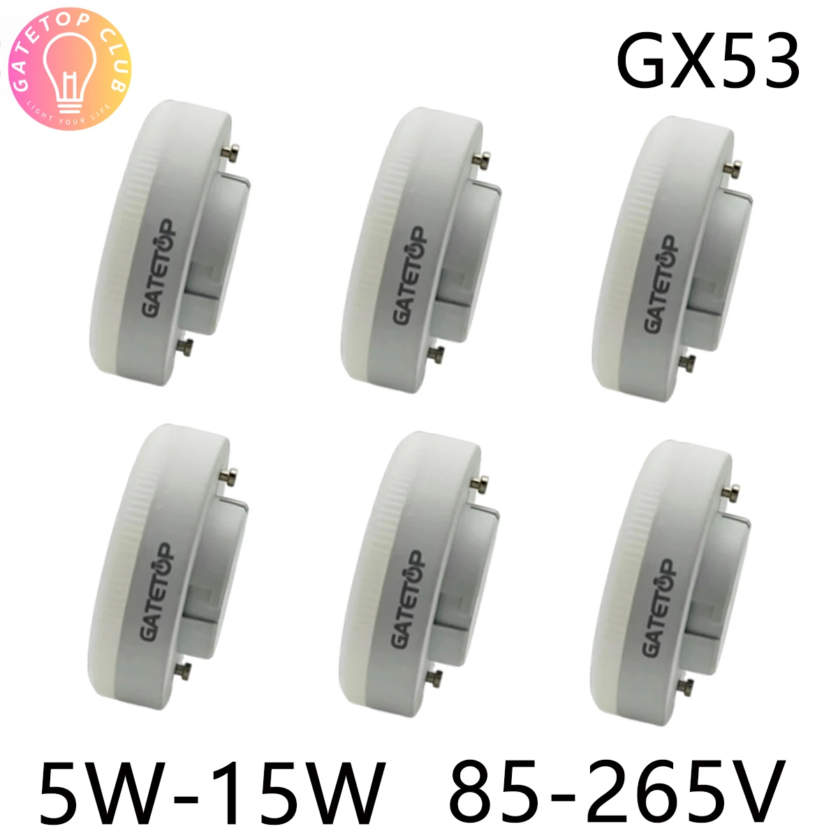 

10PCS 5W 7W 9W 12W 15W LED Spotlight GX53 Without Flicker 85-265V Warm White Daylight Cold White Bulb for Room Study Kitchen