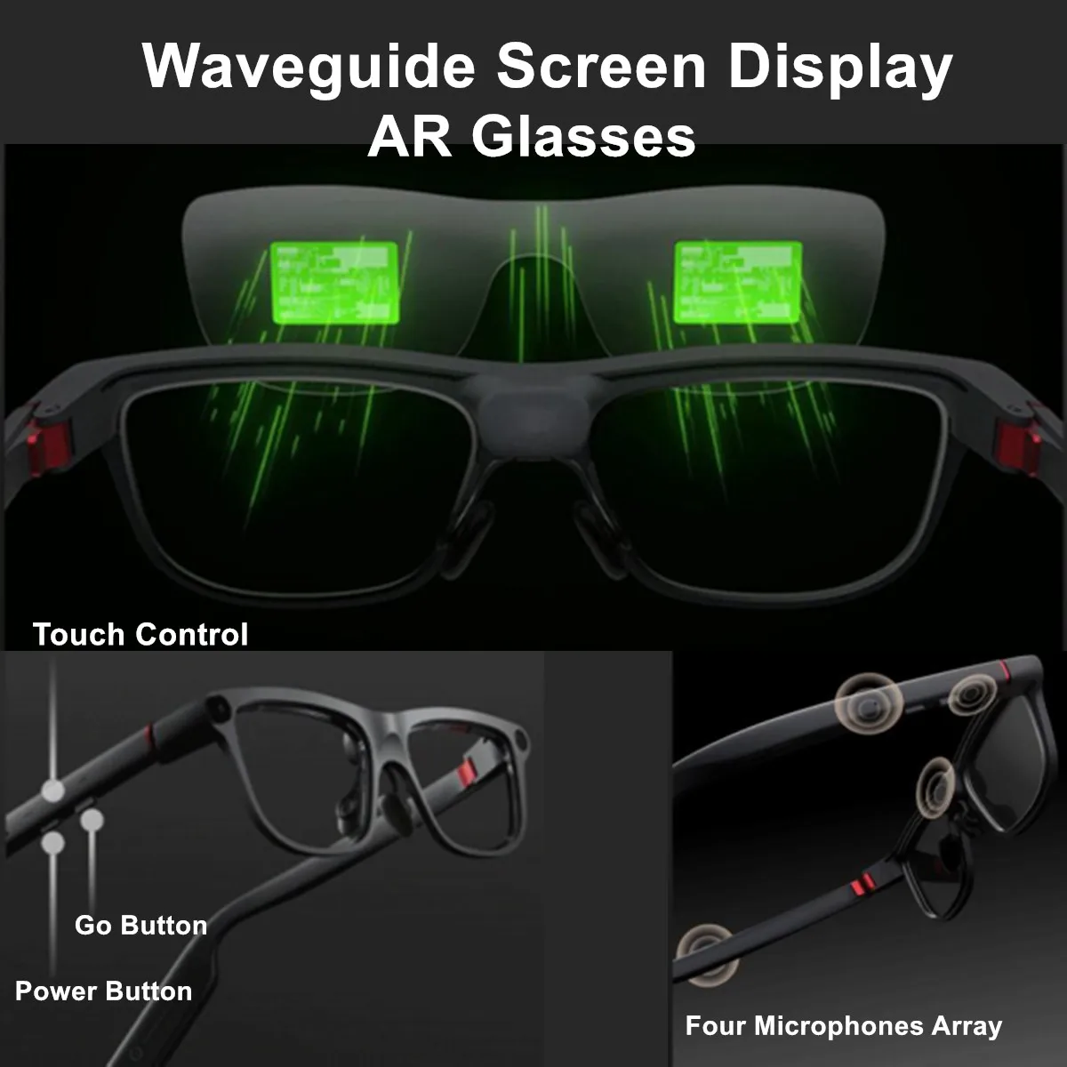 2026 AR+AI Glasses Ultra-light Green Color Screen Display AI Translation BT Music 12MP Camera With Detachable Battery 53g Weight