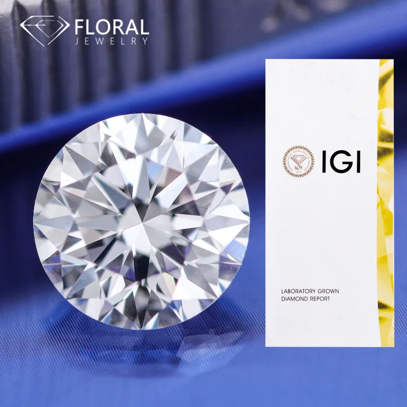 

IGI Certified CVD HPHT Lab Grown Diamond round 0.3ct to 3ct DEF VVS VS 3EX Quality for Jewelry