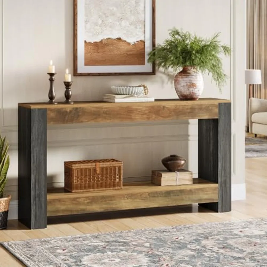 

63-дюймовый длинный консольный столик для прихожей, деревянный диван-стол за диваном для гостиной, прихожей, прихожей, фойе, деревенский Bro