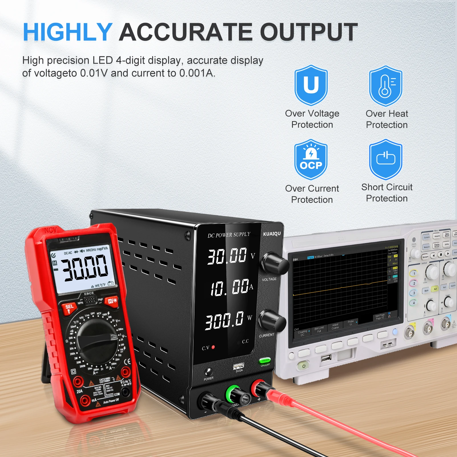 KUAIQU Einstellbare Stromversorgung für die Reparatur von Mobiltelefonen, 3,3V 5V 9V 12V 15V 19V 24V 28V 30V 60V 72V 120V Stabilisierte Labornetzquelle – Detail 28