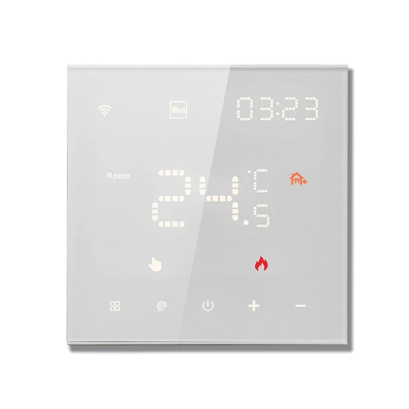 Tuya Wifi Smart Thermostat เครื่องทําความร้อนใต้พื้นสมาร์ทไฟฟ้าเครื่องทําความร้อนควบคุมเสียง LED สี Screen-AT64