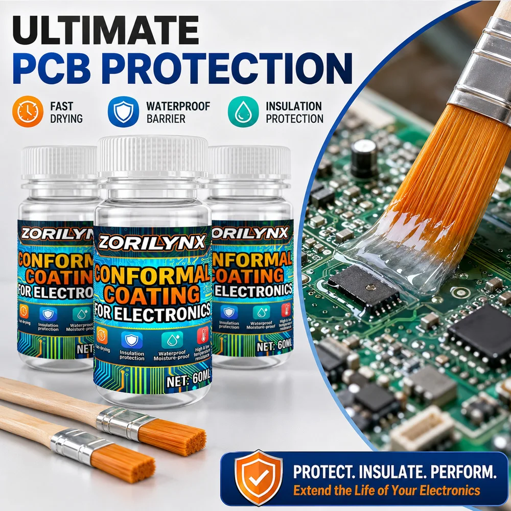 Revêtement Conforme pour PCB 60ml, Liquide Isolant Étanche pour Cartes de Circuits Électroniques, Vernis Protecteur à Séchage Rapide avec Pinceau