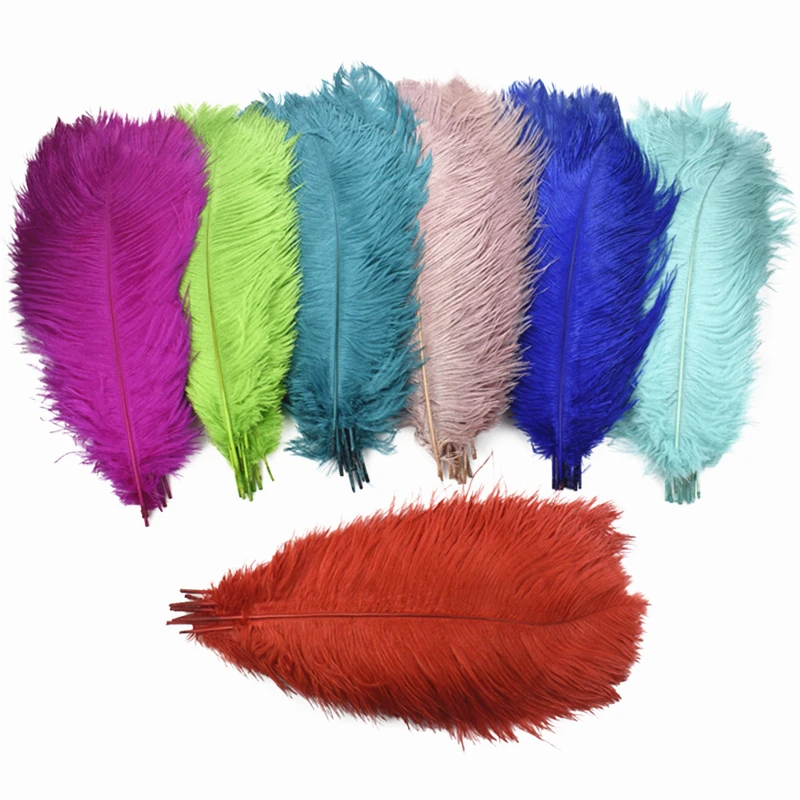 

10Pcs Colored Ostrich Feathers for Crafts 35-40CM 14-16" Black White Vase Feather Wedding Centerpiece for Table Decoration Decor